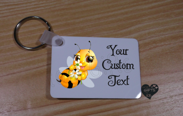 Custom Bee Key Chain with your custom text - Image 2