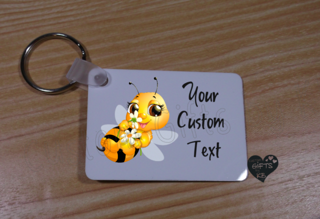 Custom Bee Key Chain with your custom text - Image 3