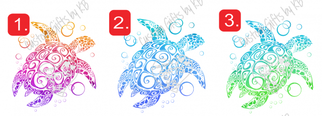 Ombre Sea Turtle Sticker or Water Slide - Image 3