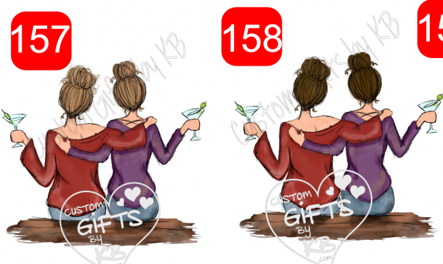 Custom Best Friends drinking Martini Water Slide or Sticker - Image 4