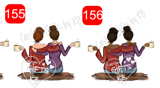 Custom Best Friends drinking Coffee or Tea Water Slide or Sticker - Image 3