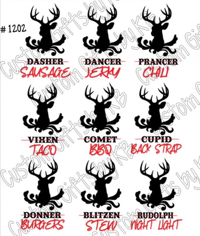 Santas Reindeer  ~ Hunting Season ~ Deer Meat Sublimation Transfer - Image 3